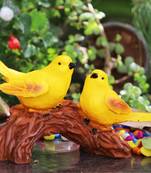 BECKON VENTURE Handicrafted Polyresin Cute Bird Love Birds sitting on Branch of tree Statue for home decor,Yellow