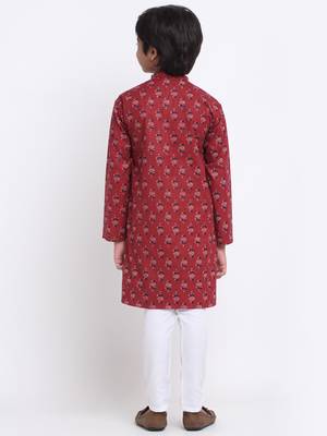 KRAFT INDIA Boys Cotton Printed Maroon Kurta Only 4