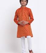 Boys Jacquard Woven Design Red Kurta Only