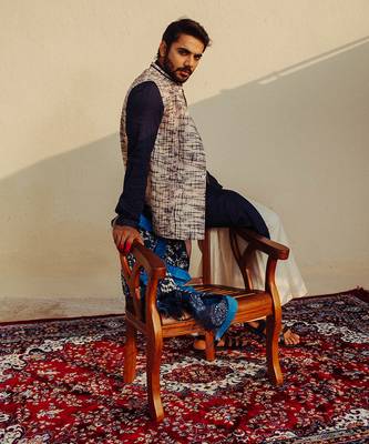 Blue Nehru Jacket With Kurta Set 2
