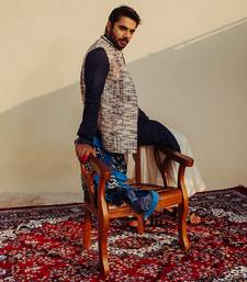 Blue Nehru Jacket With Kurta Set