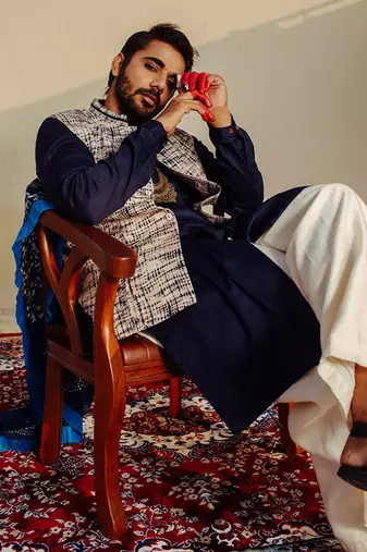 Blue Nehru Jacket With Kurta Set