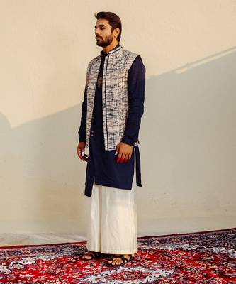 Blue Nehru Jacket With Kurta Set 1