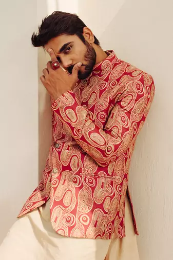 Pink Bandhgala Suit