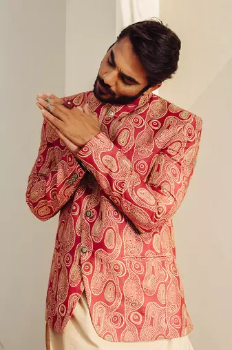 Pink Bandhgala Suit