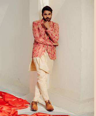 Pink Bandhgala Suit 1