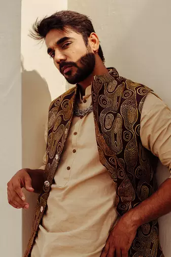 Brown Nehru Jacket Set
