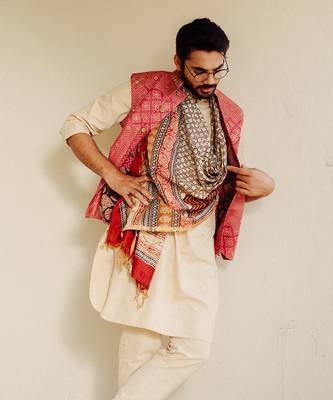 Red Nehru Jacket Set 1