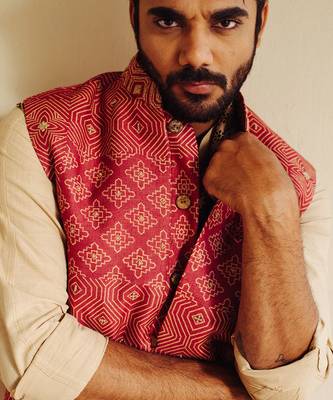 Red Nehru Jacket Set 2