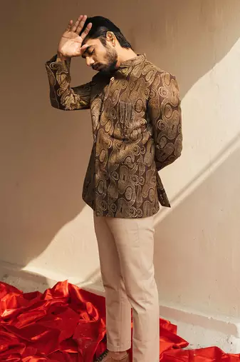 Brown Bandhgala Suit
