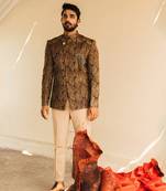 Brown Bandhgala Suit