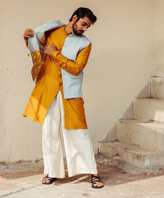 Powder Blue Nehru Jacket Set 1