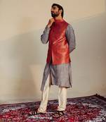 Rust Nehru Jacket Set