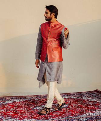 Rust Nehru Jacket Set 2