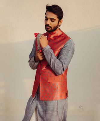 Rust Nehru Jacket Set 3