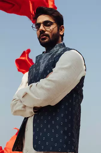 Blue Nehru Jacket Set