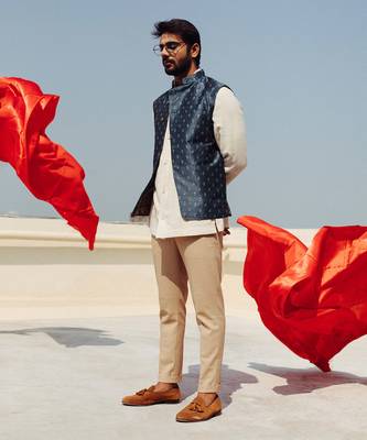 Blue Nehru Jacket Set 1