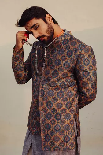 Blue Bandhgala Suit