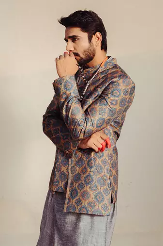 Blue Bandhgala Suit