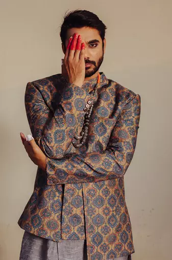 Blue Bandhgala Suit