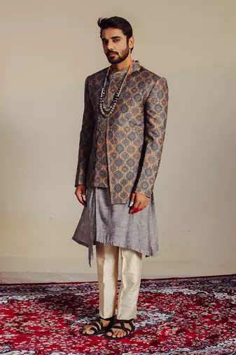 Blue Bandhgala Suit