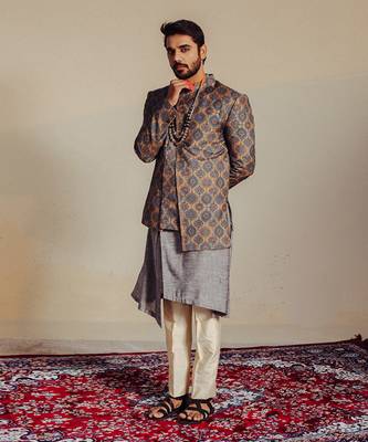 Blue Bandhgala Suit 1