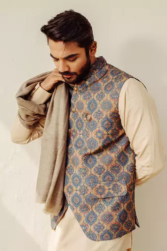 Blue Nehru Jacket Set