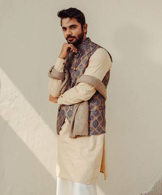 Blue Nehru Jacket Set 1