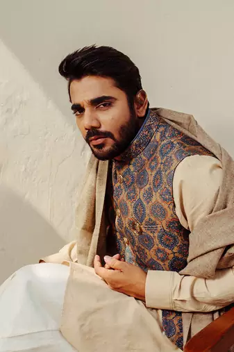 Blue Nehru Jacket Set