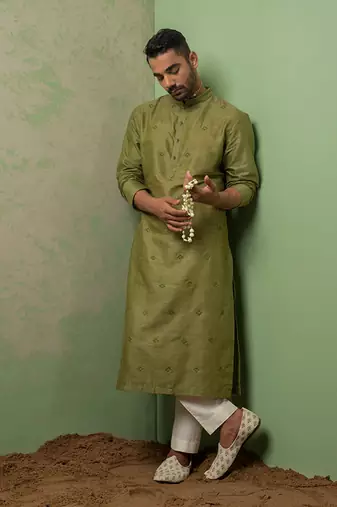 Green Embroidery Kurta Set