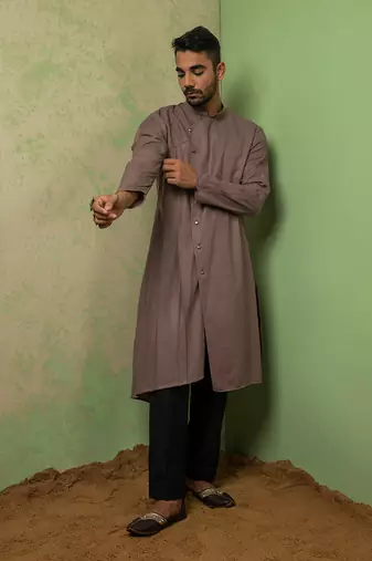 Mauve Overlap Drape Kurta Set