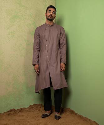 Mauve Overlap Drape Kurta Set 3