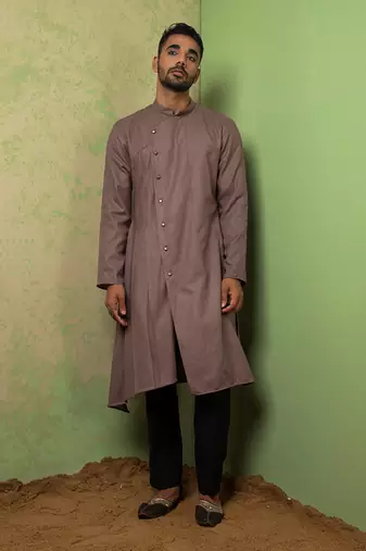 Mauve Overlap Drape Kurta Set