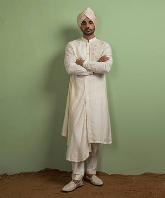 Tonal Embroidery Drape Kurta Set 1