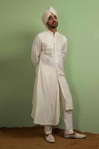 Tonal Embroidery Drape Kurta Set