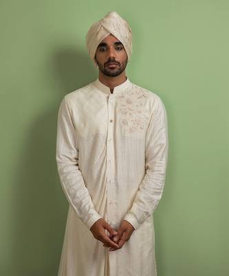 Tonal Embroidery Drape Kurta Set 3