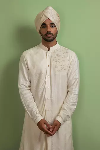 Tonal Embroidery Drape Kurta Set