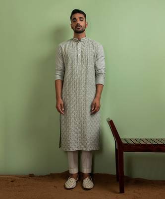 Mint Green Kantha Kurta Set 1