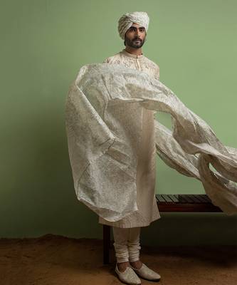 Beige Dorri With Pearl Embroidery Kurta Set 2