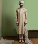 Beige Dorri With Pearl Embroidery Kurta Set