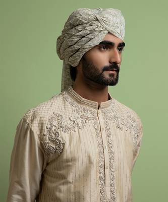 Beige Dorri With Pearl Embroidery Kurta Set 3