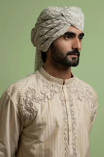 Beige Dorri With Pearl Embroidery Kurta Set