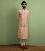 Blush Pink Floral Embroidey Nehru Jacket Set