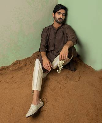Layer On Layer Brown Kurta Set With Embroidered Pant 2