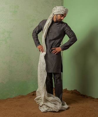 Grey Pintucks Kurta Set 1