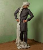 Grey Pintucks Kurta Set
