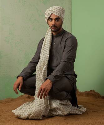 Grey Pintucks Kurta Set 2