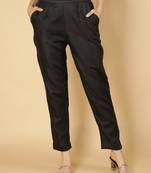 Black plain cotton trousers
