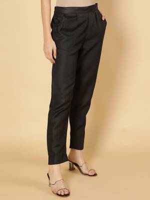 Black plain cotton trousers 3