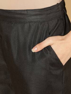 Black plain cotton trousers 5